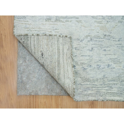 2'7"X22' Gray Modern Design Hand Spun Wool Hand Knotted Xl Runner Rug