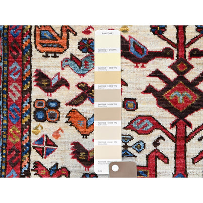 3'8"X5'4" Swiss Coffee White Hand Knotted Wool Turkish Knot Rug