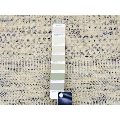 6'X6' Wickham Gray Hand Knotted Grass Design Modern Undyed Wool Round Rug