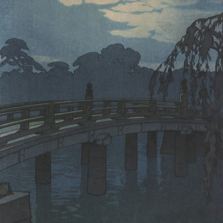 Hiroshi Yoshida "Hirakawa Bridge" original woodblock print, signed 1924