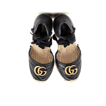 Gucci Women'S Gg Marmont Wedge Espadrilles Matelasse Leather