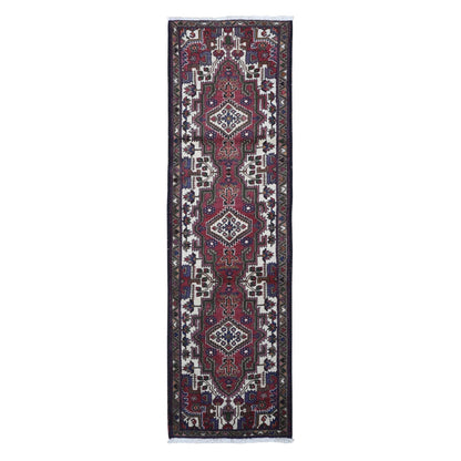 2'8"x9'3" Vintage Farsian Baktiarjoon Natural Wool Clean Hand Knotted Rug