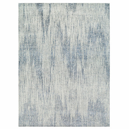 12'X18' Light Gray Fine Jacquard Wool And Silk Hand Loomed Oversized Rug