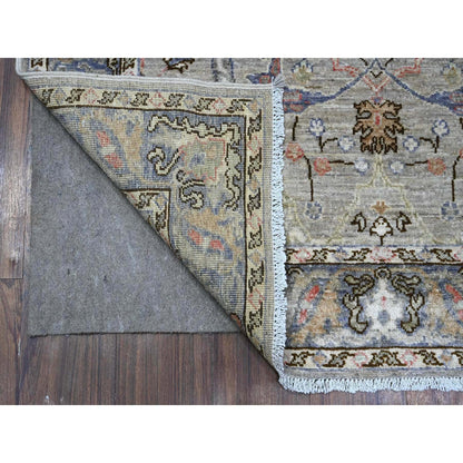 4'X12' Pastel Gray Fine Aryana Collection Wide Runner Oriental Rug