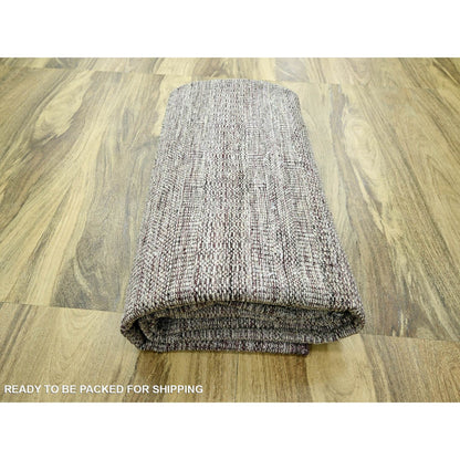 8'9"X12'1" Red & White Oxidized Grass Design Hand Knotted Pure Wool Rug