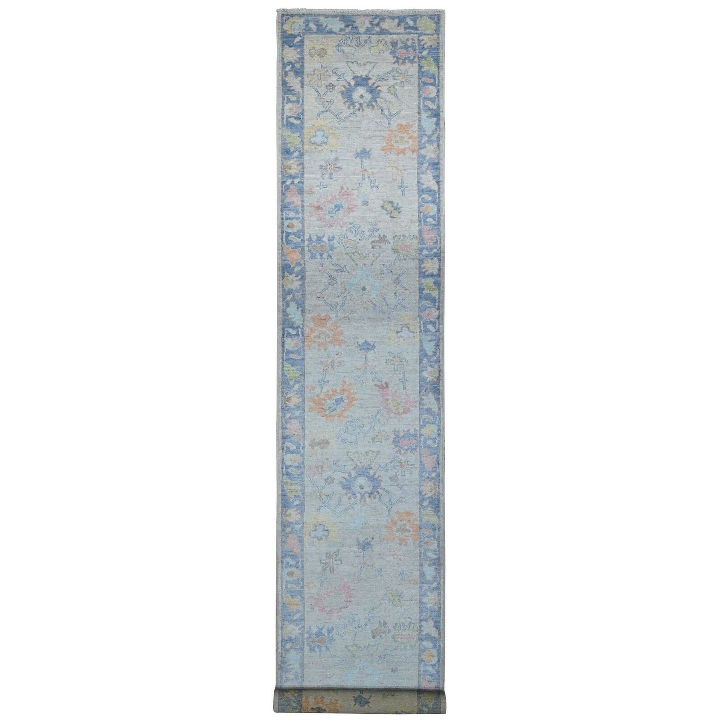 2'10"X15'10" Gray Afghan Angora Oushak Oversized Runner Oriental Rug