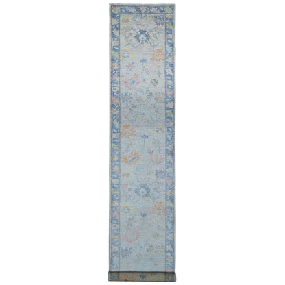 2'10"X15'10" Gray Afghan Angora Oushak Oversized Runner Oriental Rug