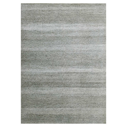 8'9"X12'3" Gray Grass Design Hand Knotted Wool And Silk Tone On Tone Rug