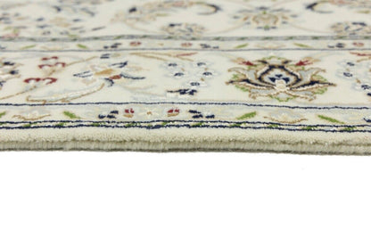 Hand-Knotted Floral Indo-Nain Rug Traditional