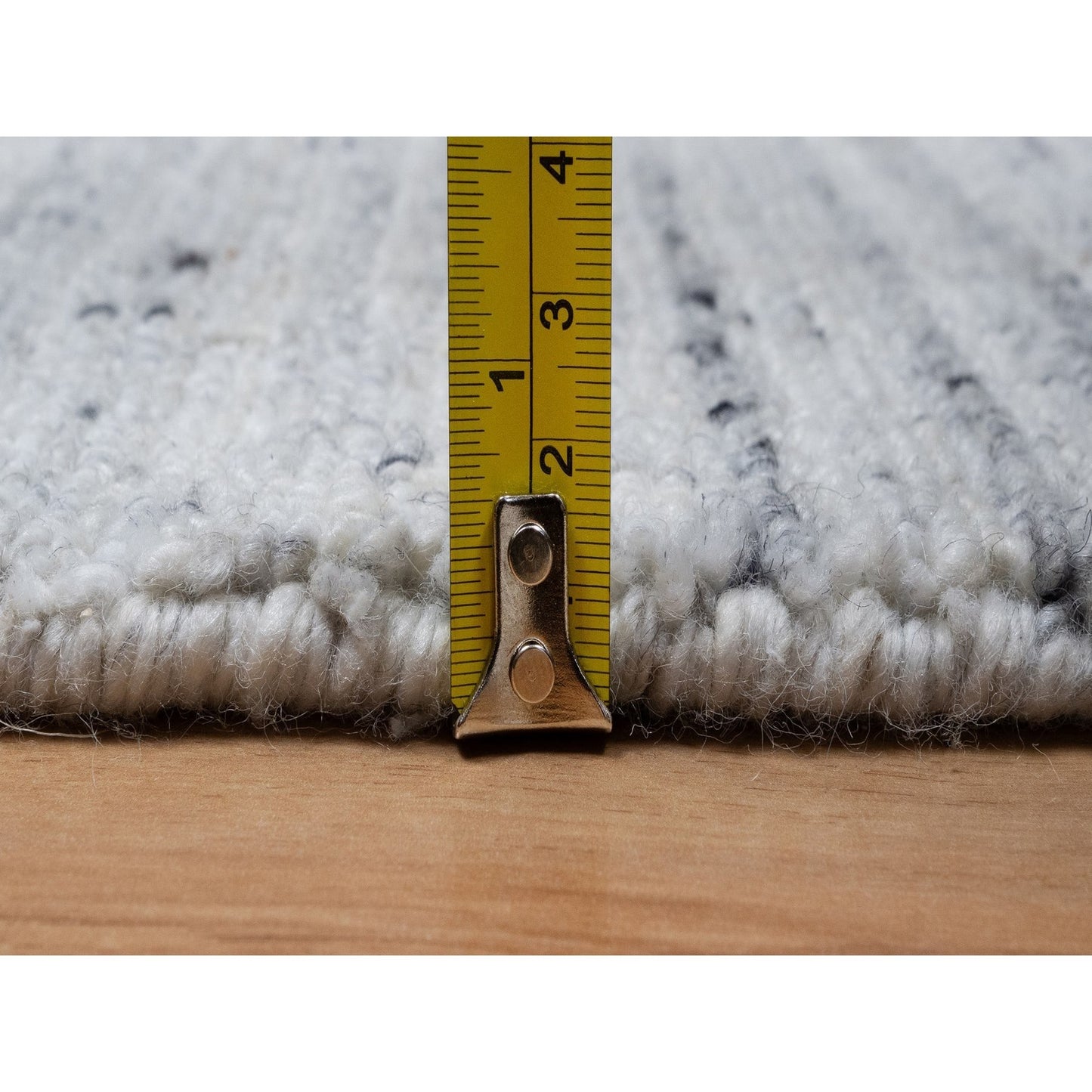2'7"x8' Cloud Gray Modern Striae Design Pure Wool Hand Loomed Runner Rug