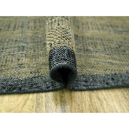 12'X12' Brown Hand Knotted Rug Pure Wool Oxidized Grass Design Round