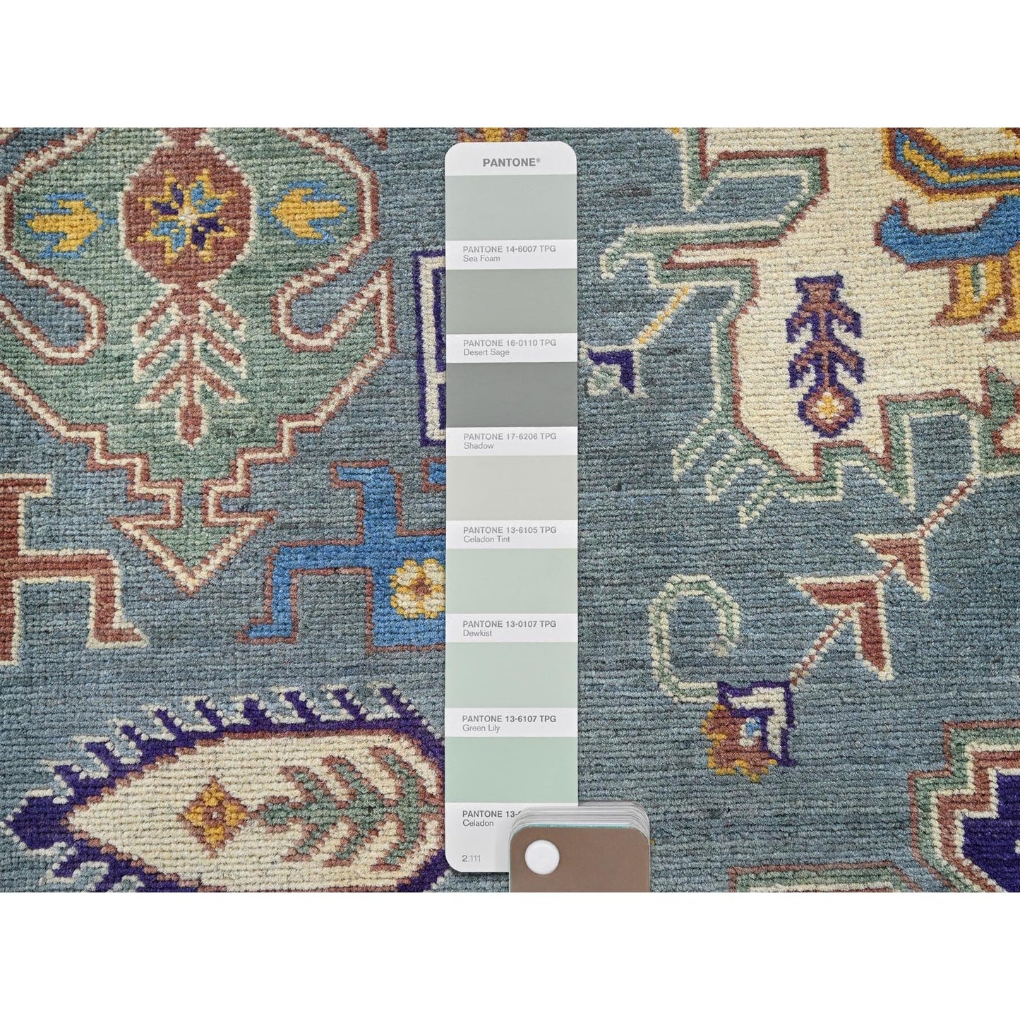 8'X10' Misty Gray Kazak With Medallions Design Hand Knotted Soft Wool Rug
