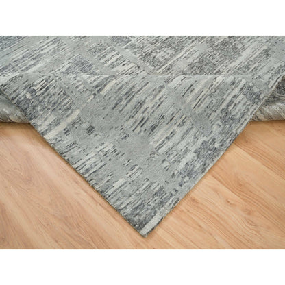 6'1"X9'2" Dark Grey Hand Knotted Undyed Natural Wool Oriental Rug