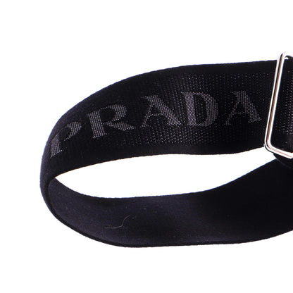 Prada Embossed Triangle Logo Convertible Tote Canvas Large