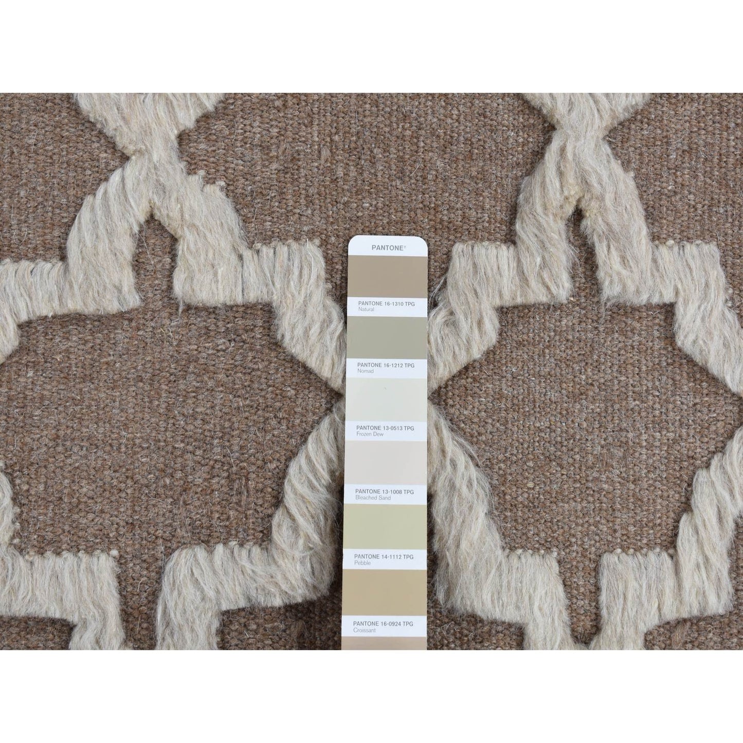 5'X7' Brown Pure Wool Hand Knotted Mixed Kilim And Piled Design Rug