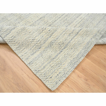 5'10"X9' Beige Variegated Textured Modern Design Wool Hand Loomed Rug