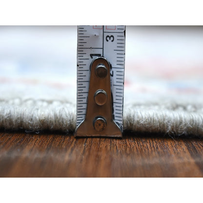 3'2"X10' Angora Oushak Hand Knotted Gray Soft Organic Wool Runner Rug