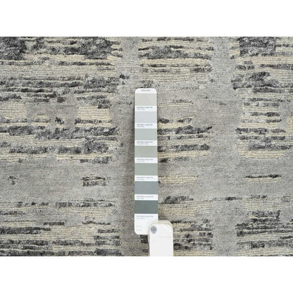 2'7"X23'8" Gray Wool Hand Knotted Modern Design Xl Runner Rug