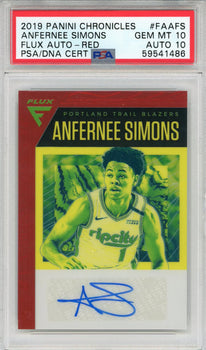 Anfernee Simons Autographed 2019 Panini Chronicles Flux Red Rookie Card #Faafs (