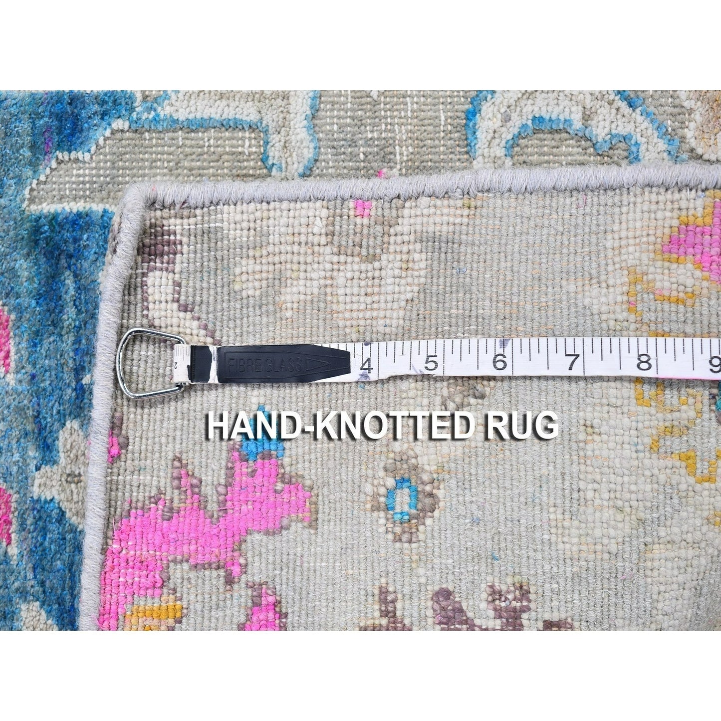 2'1"x3' Sari Silk with Textured Wool Oushak Influence Handknotted Mat Rug