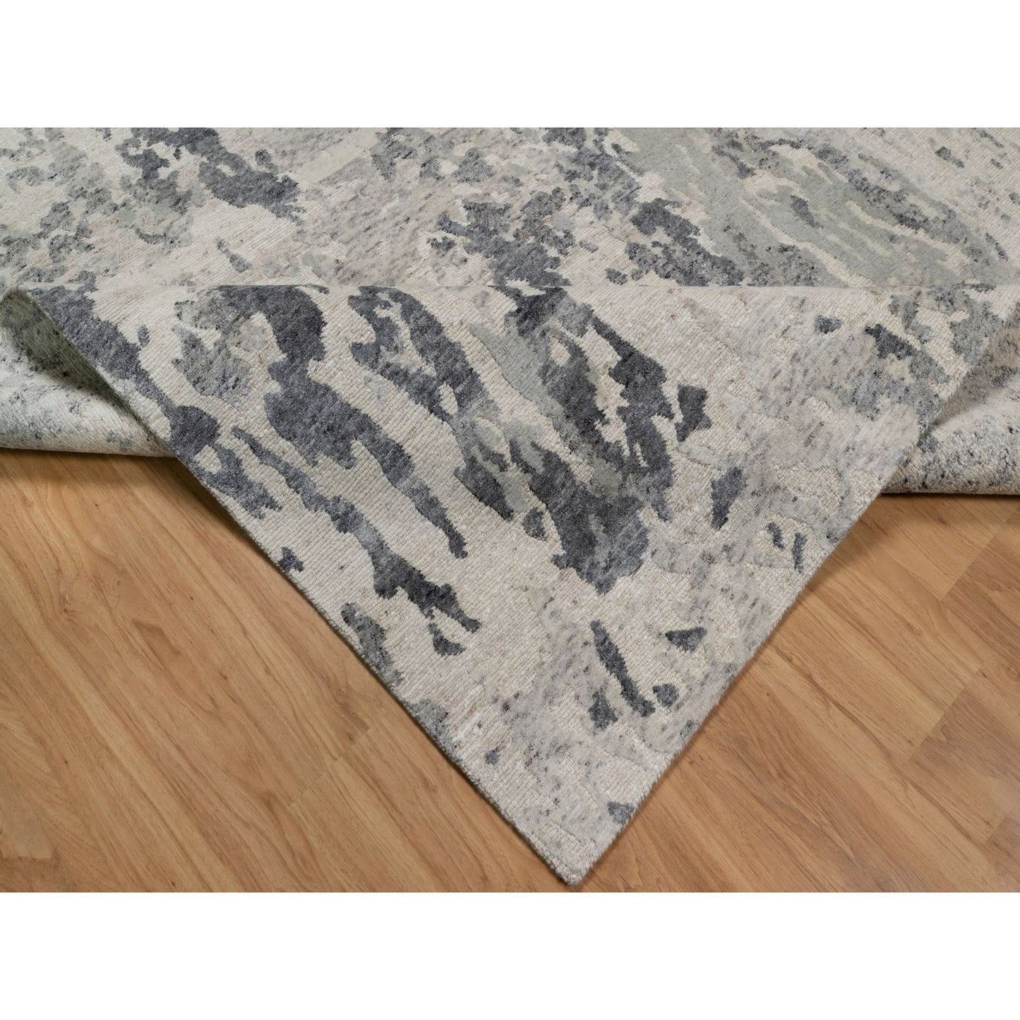 Rug 8'x10' Cream White Modern Design Natural Undyed Wool Hand Knotted