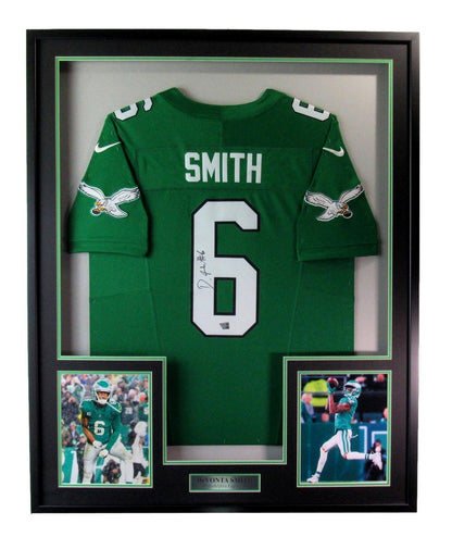 Devonta Smith Signed Green Football Jersey