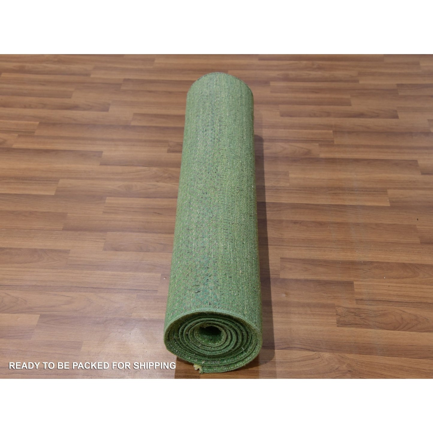 2'9"X10' Blue Dyed Wool And Silk Hand Knotted Grass Design Runner Rug