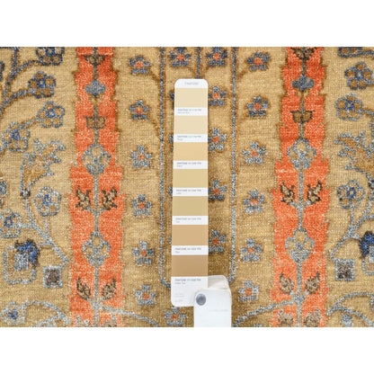 2'7"X6' Brown, Wool And Silk, Hand Knotted, Runner, Oriental, Rug