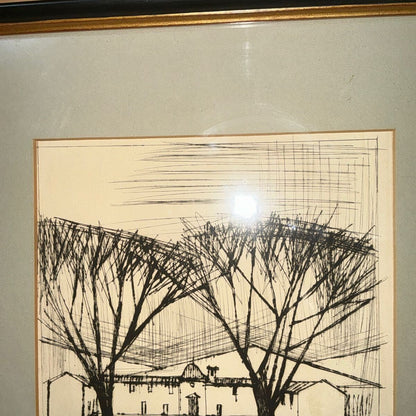 Bernard Buffet Original Etching "Landscape" Hand Signed, Framed, Mitsukoshi