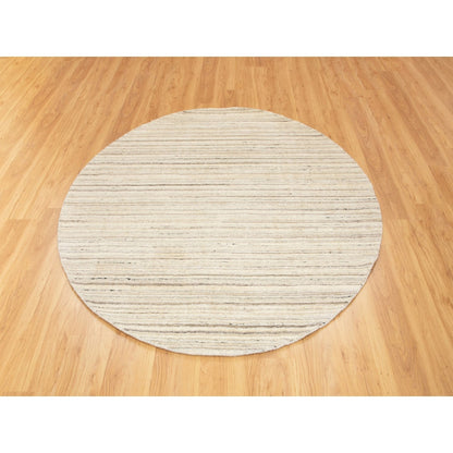 6'X6' Beige Hand Loomed Organic Wool Modern Round Oriental Rug