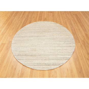 6'X6' Beige Hand Loomed Organic Wool Modern Round Oriental Rug
