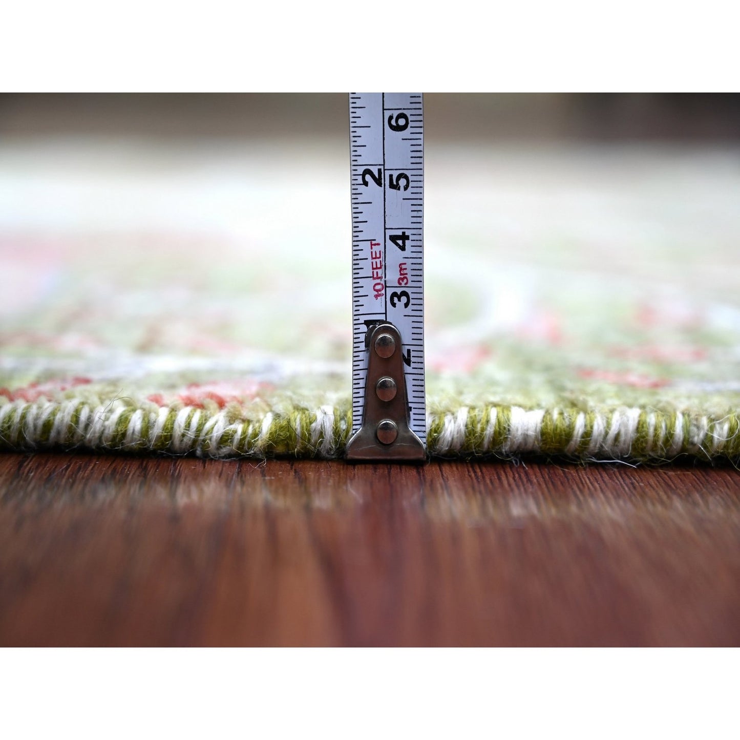 2'7"X8'1" Green Hand Knotted Rug Birds Of Paradise Design Soft Wool Runner