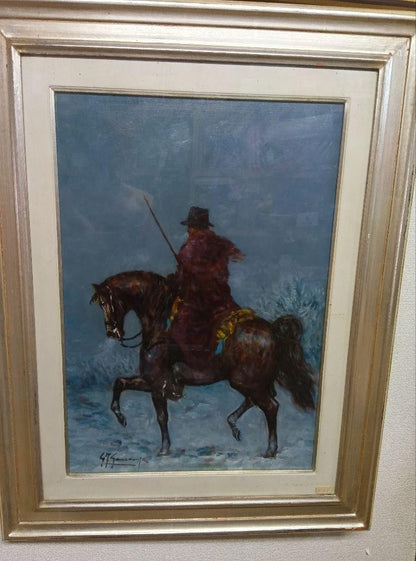 Giovanni Francesco Gonzaga Original Oil Painting "Buttero" Horse & Rider Signed