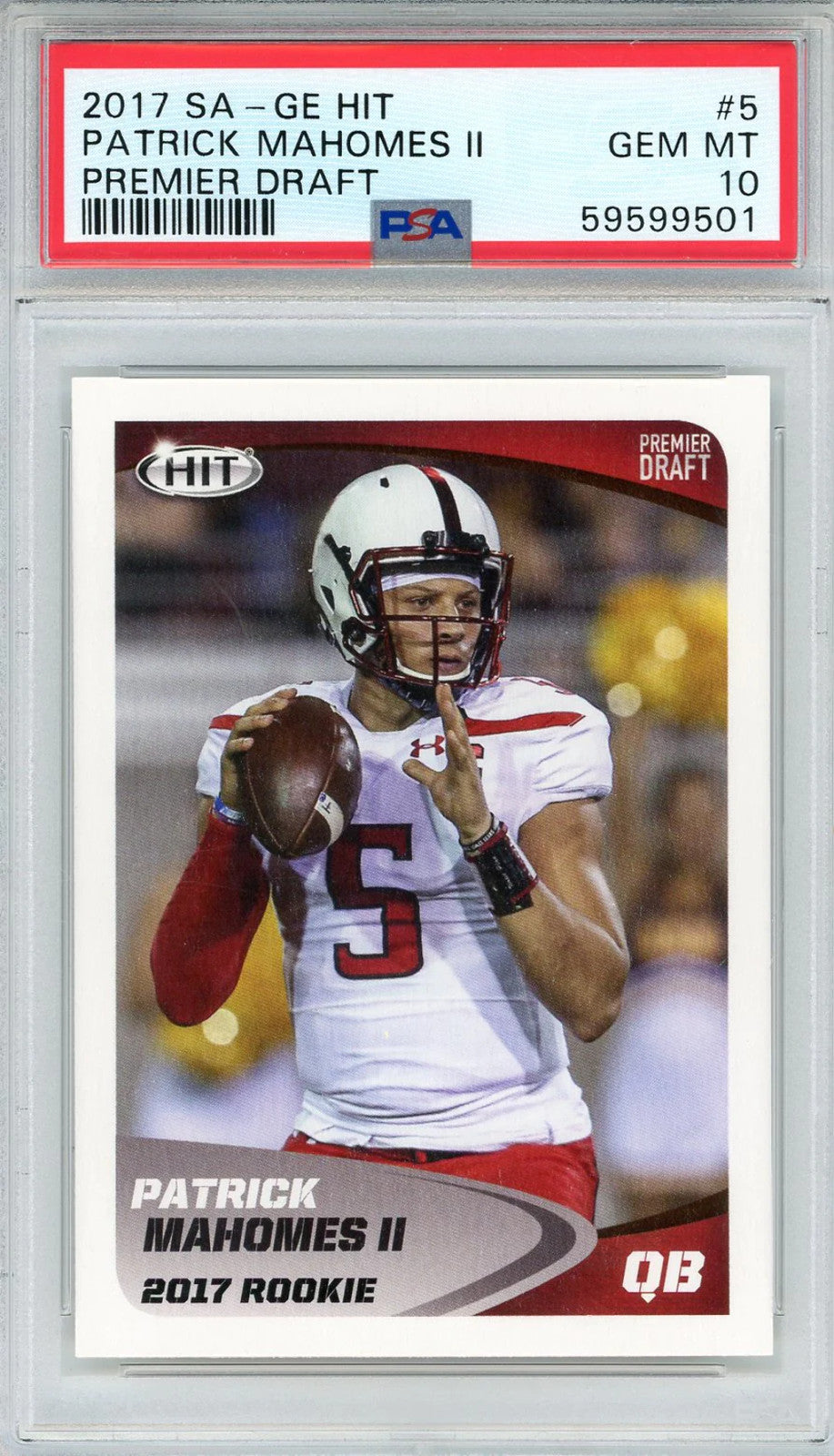 Patrick Mahomes Ii 2017 Sage Hit Rookie Card #5 (Psa Gem Mt 10)