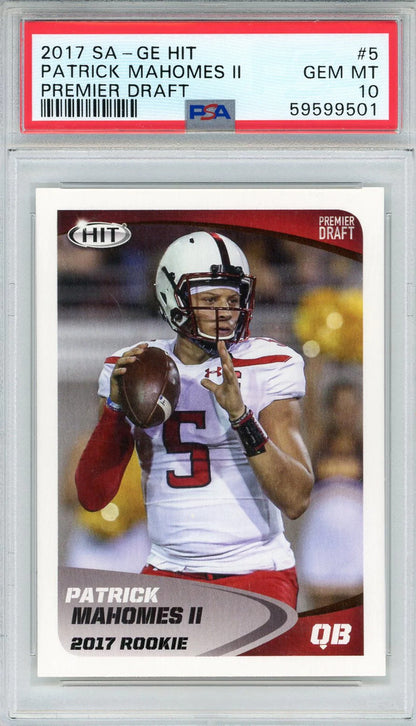 Patrick Mahomes Ii 2017 Sage Hit Rookie Card #5 (Psa Gem Mt 10)