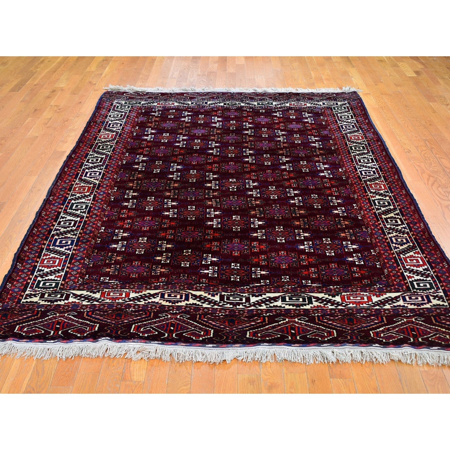 KPSI 6'7"x9'6" Red Vintage Turkoman Yomut Bokara Main Rug 300