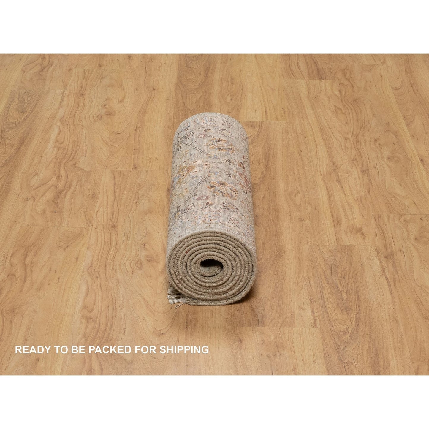 2'6"X11'10" Brown The Sunset Rosettes Hand Knotted Wool & Silk Runner Rug