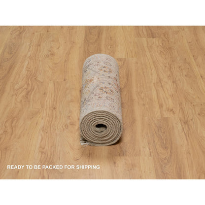 2'6"X11'10" Brown The Sunset Rosettes Hand Knotted Wool & Silk Runner Rug