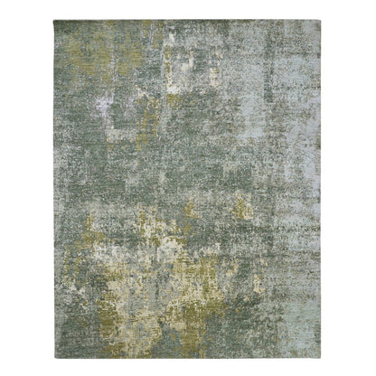 8'X10'1" Sage Green Abstract With Galaxy Design Wool Hand Knotted Rug