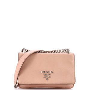 Small Prada Chain Flap Crossbody Bag Saffiano and Soft Calf