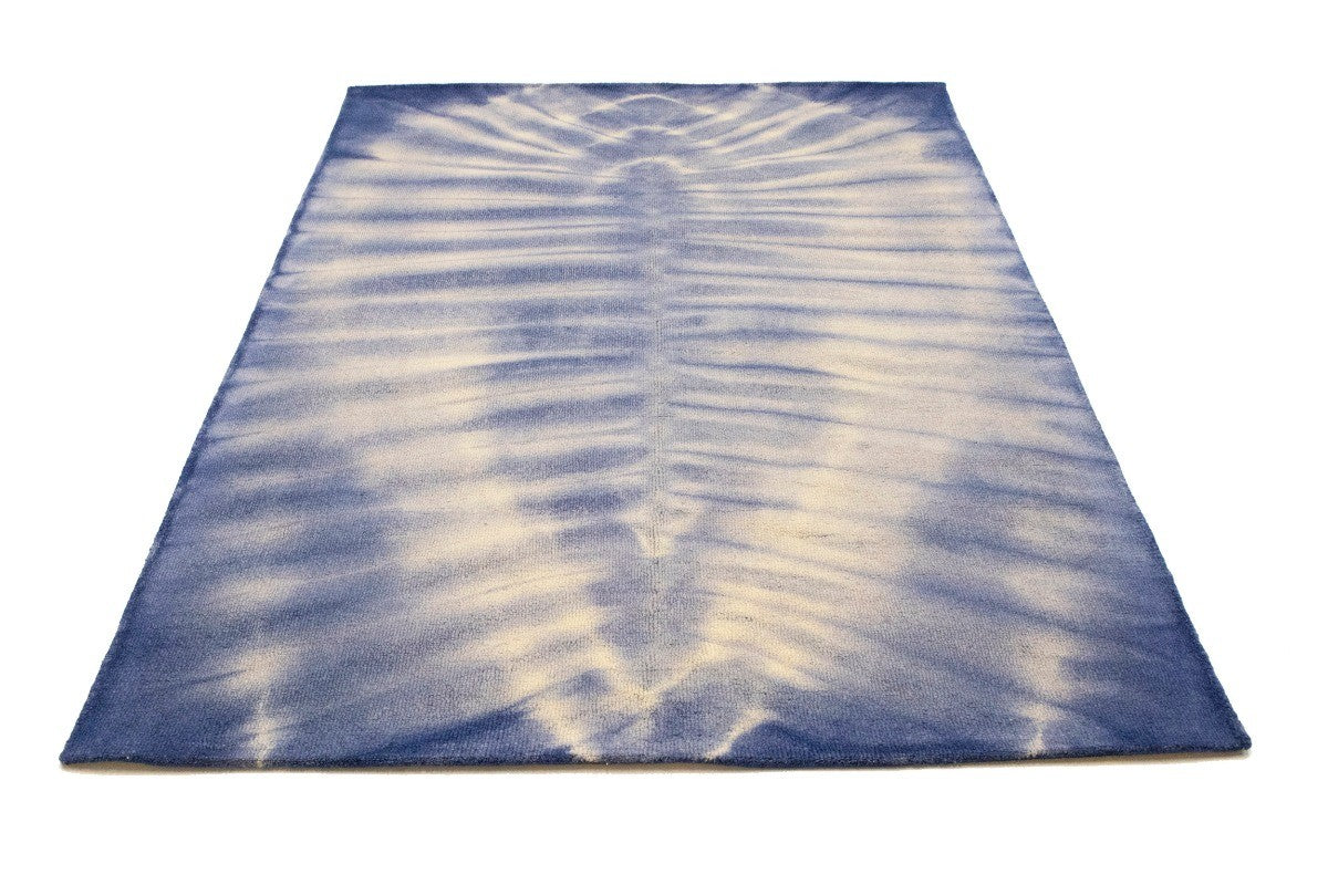 Purple-navy Tie-Dye Design Foyer Size 5X8 Hand-Tufted Modern Rug Wool Carpet