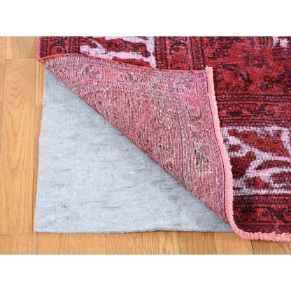 8'7"X10'8" Red Overdyed Pure Wool Zoroastrian Tebraz Hand Knotted Rug