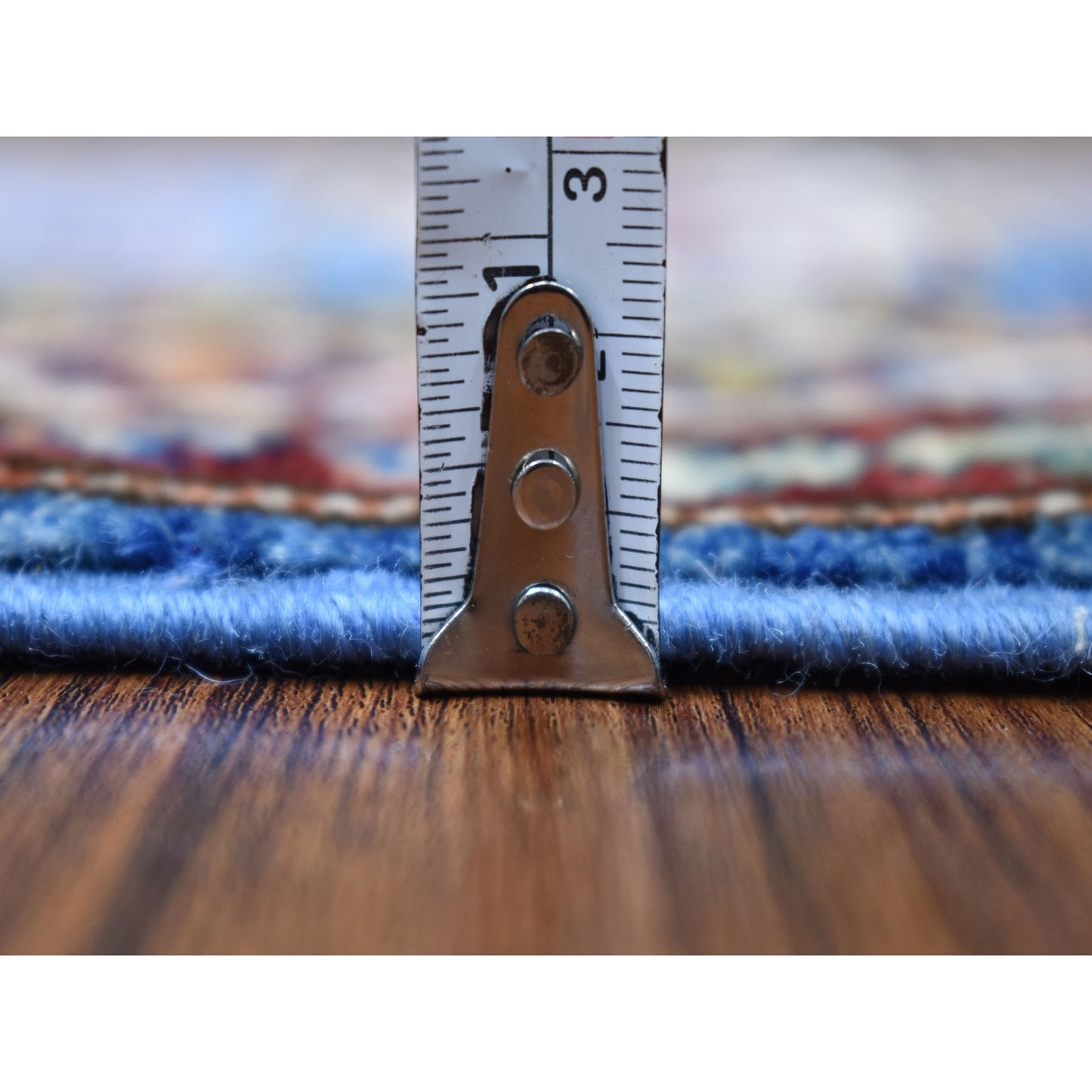2'X2'10" Super Kazak Blue Hand Knotted Soft, Velvety Plush Wool Rug