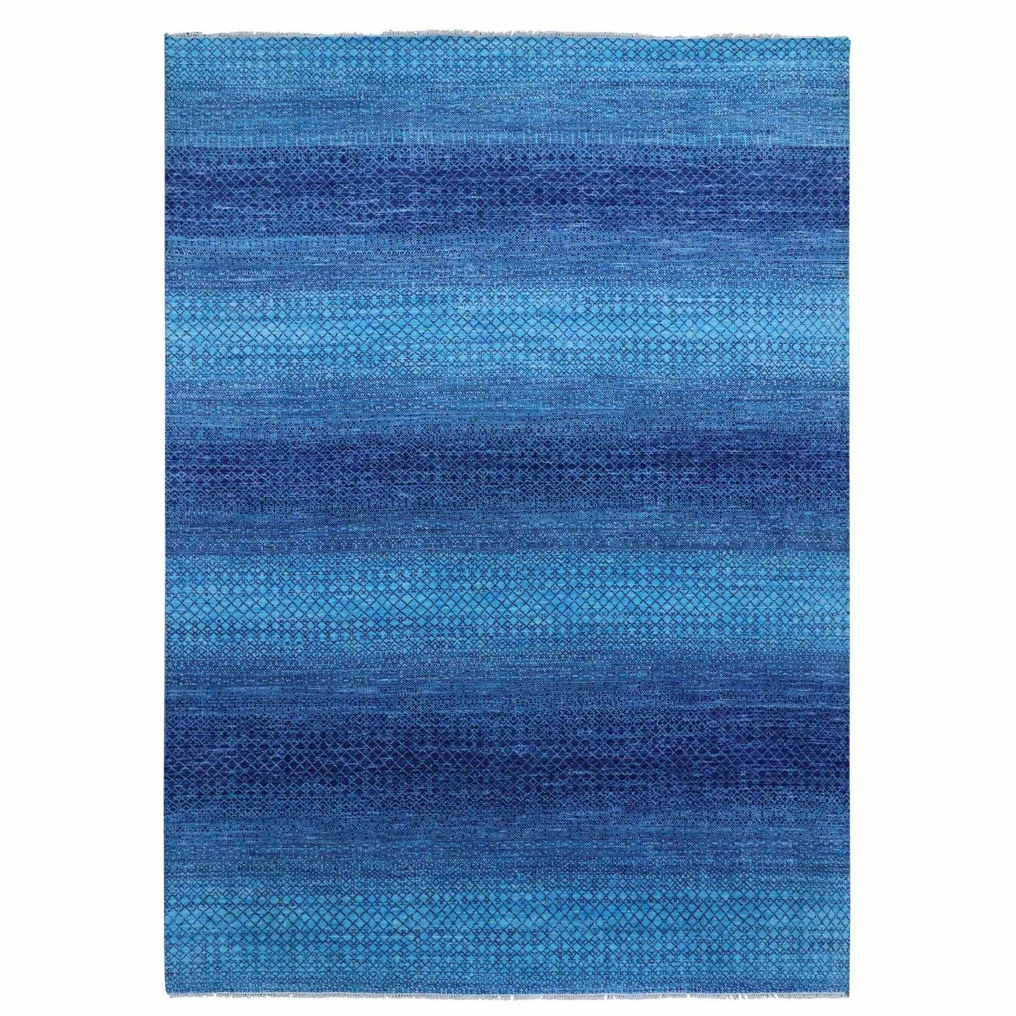 10'X14'1" Blue Chiaroscuro Collection Hand Knotted Wool Oriental Rug