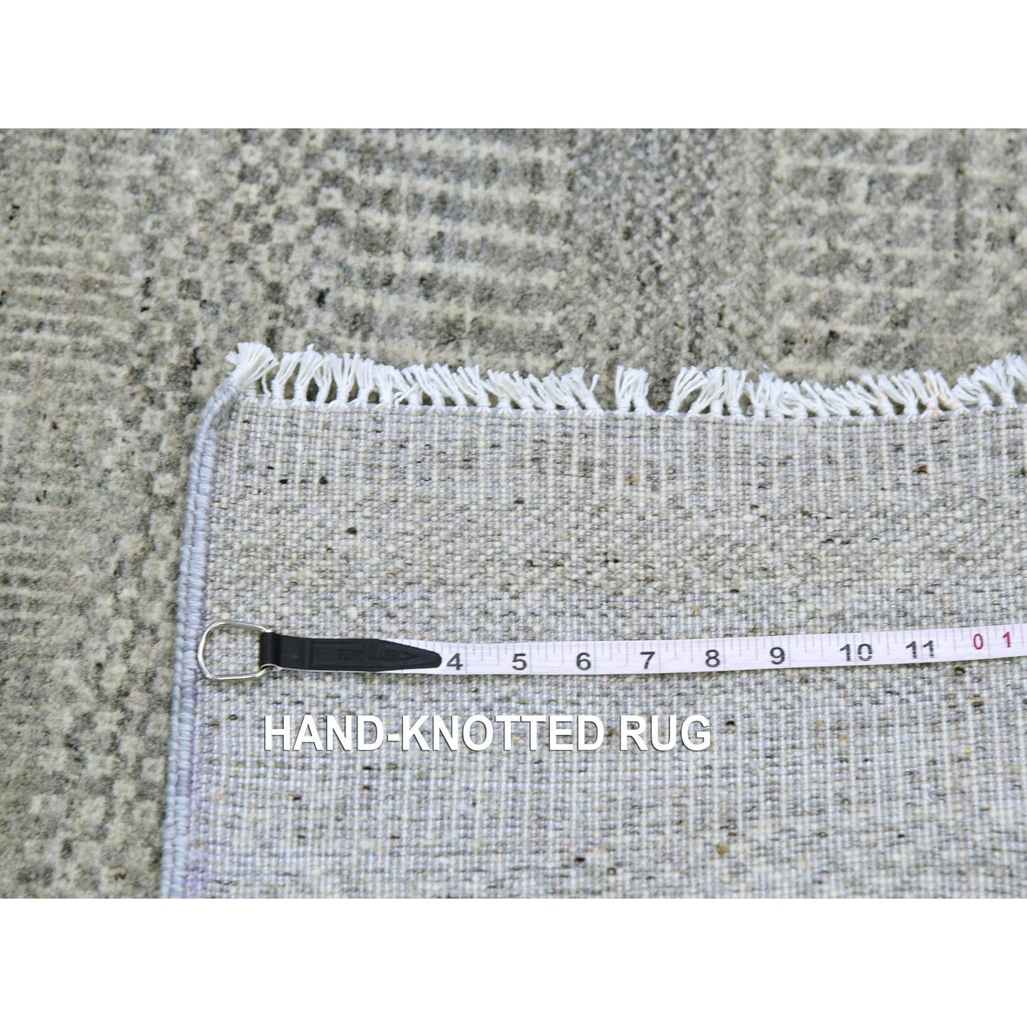 3'X5'3" Perfect Gray Undyed Wool Modern Grass Design Hand Knotted Rug
