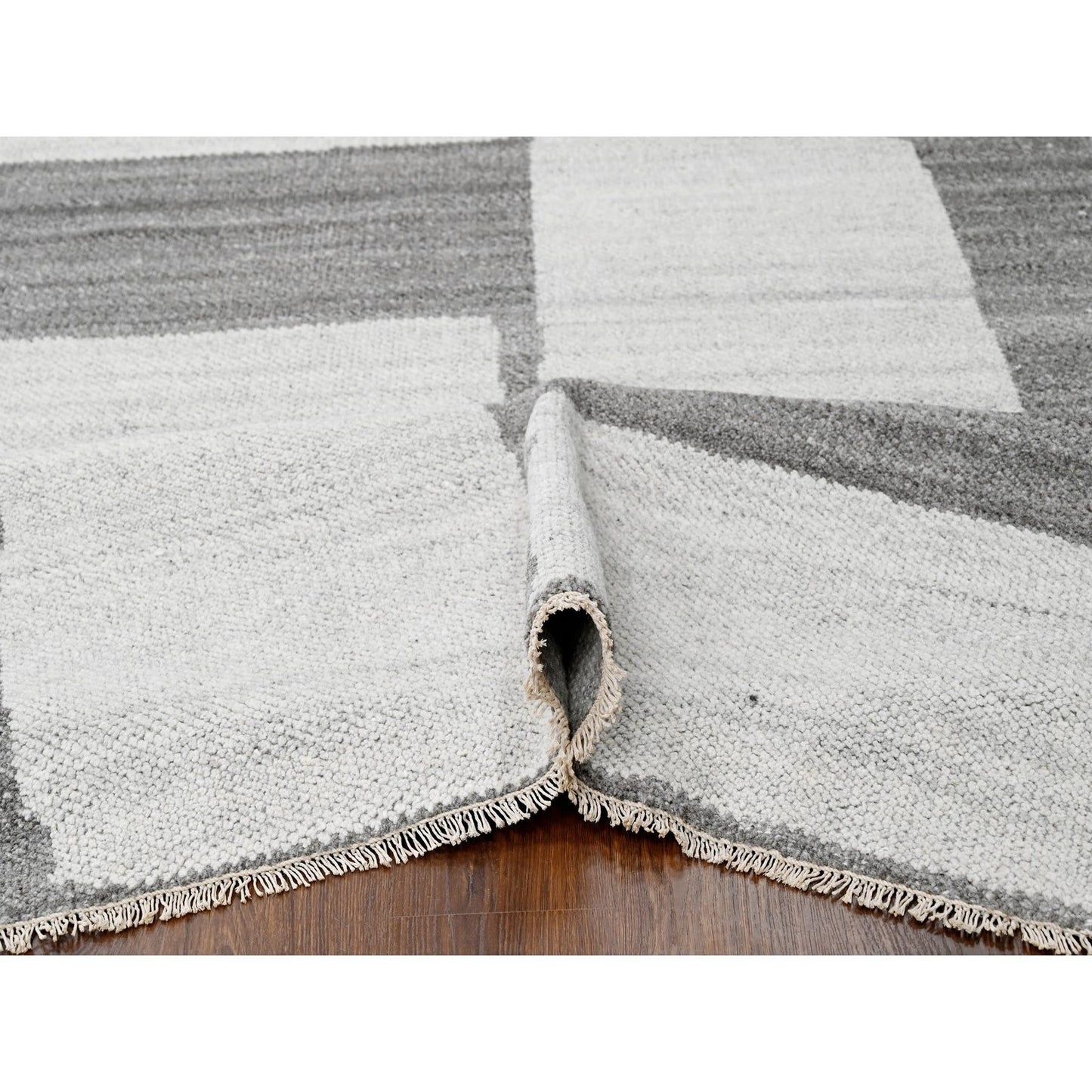 9'X11'8" Grey Wool Hand Knotted Natural Dyes Modern Oriental Rug