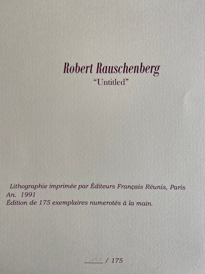 Robert Rauschenberg Lithograph 175Ex. Coa Stamped Numbered Rare!