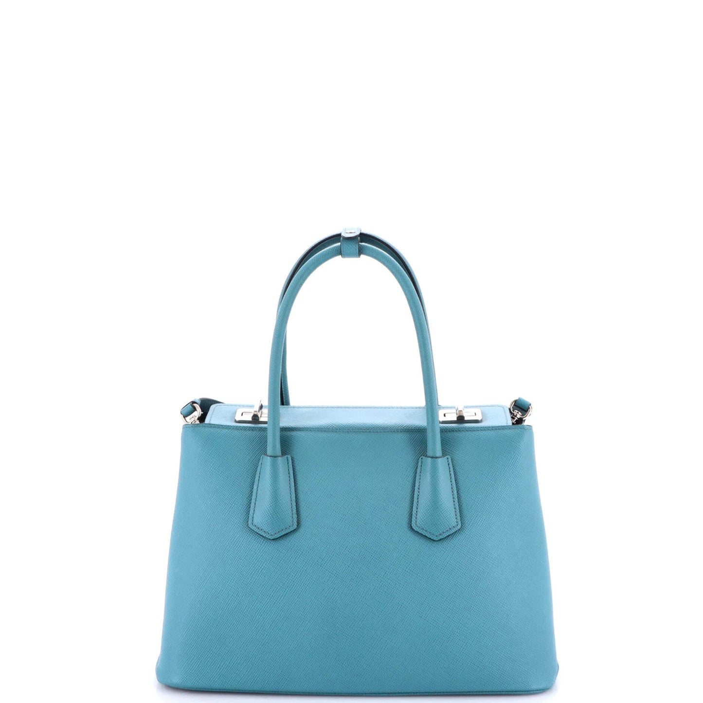 Prada Turnlock Cuir Twin Tote Saffiano Leather Small