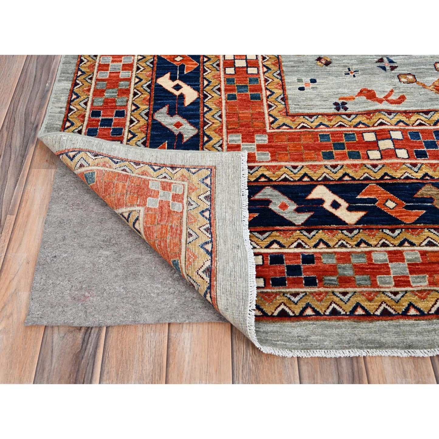 10'X10' Krypton Gray Caucasian Design Hand Knotted 200 Kpsi Wool Rug