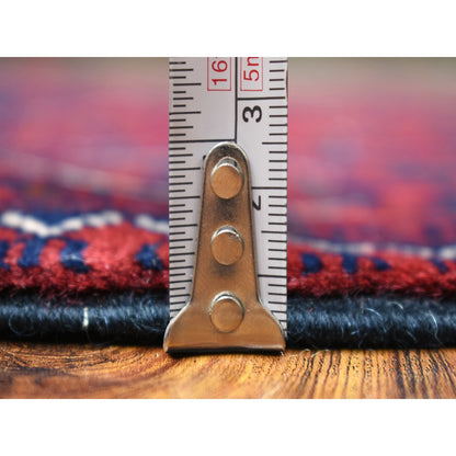 2'8"X9'7" Red Tribal Design Hand Knotted Afghan Khamyab Wool Runner Rug